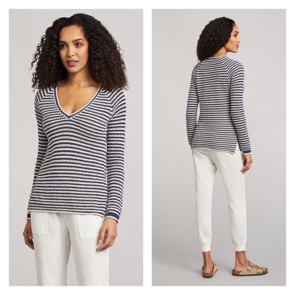 Faherty Maia Knitted Sweater In Navy NWT Size XS